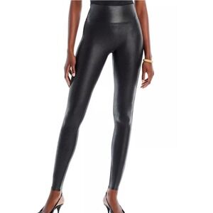Spanx Faux Leather High-rise Leggings in Black